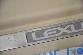 Накладка порога перед правим Lexus RX350 RX450h 10-15 беж, затерта, прим'ятий хром