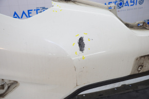 Бампер передний голый Nissan Rogue 14-16 белый QAB, слом креп, вмятина, трещины, царапины