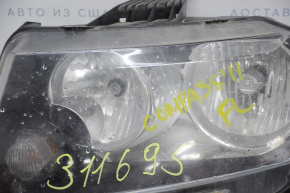 Фара передняя левая голая Jeep Compass 14-16 рест темная, топляк