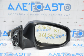 Зеркало боковое правое Toyota Highlander 14-19 6 пинов, поворотник, подогрев, синее
