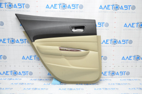 Обшивка двери карточка задняя левая Acura TLX 15-17 дорест кож беж,дефект наклад,царапины,потерта