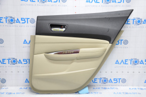 Обшивка двери карточка задняя правая Acura TLX 15-17 дорест кожа беж,царапины,дефект накладки