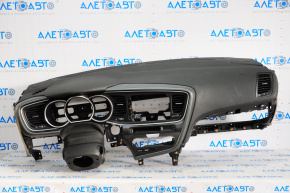 Торпедо передняя панель без AIRBAG Kia Optima 14-15 черная, затертая накладка центральной консоли