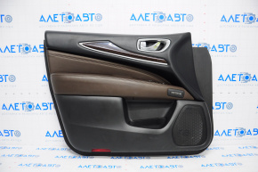 Обшивка двери карточка передняя левая Infiniti JX35 QX60 13- черн-коричн, под память