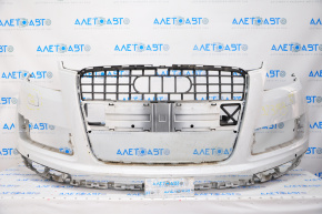 Бампер передний голый Audi Q7 4L 10-15 белый, под парктроники, дефект заглушки омывателя