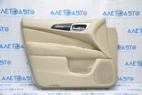 Обшивка двери карточка передняя левая Nissan Pathfinder 13-20 тряпка беж,под чистку,царапины