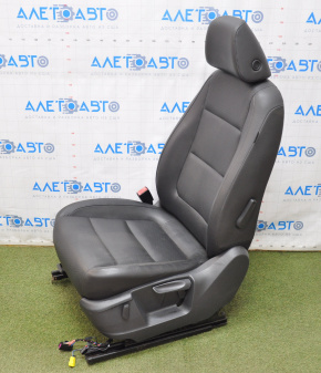 Водійське сидіння VW Tiguan 09-17 з airbag, електро+хутро, шкіра чорна, тріщина на накладці