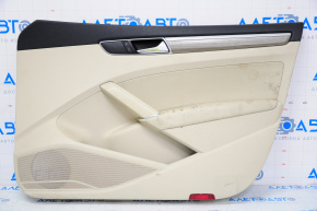 Обшивка двери карточка передняя правая VW Passat b8 16-19 USA беж, трещина в креп, под чистку