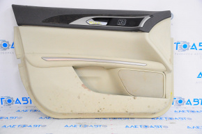 Обшивка двери карточка передняя левая Lincoln MKZ 13-16 беж, под химчистку
