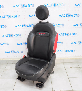 Водійське сидіння Fiat 500X 16-18 з airbag, електро, шкіра чорна з червоними вставками