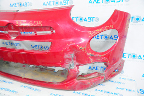 Бампер передний голый Fiat 500X 16-18 дорест, красный, порван слева, примят, слом креп