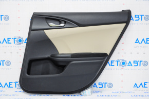 Обшивка двери карточка задняя правая Honda Civic X FC 16-21 4d тряпка черная с беж вставкой, царапины
