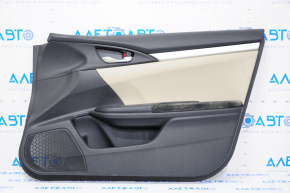 Обшивка дверей картка перед правою Honda Civic X FC 16-21 4d черн з беж вставкою, під чистку