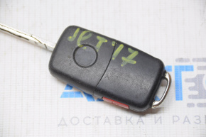 Ключ VW Jetta 11-18 USA 4 кнопки, раскладной затерт без эмблемы