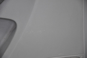 Обшивка двери карточка задняя левая Acura MDX 14-16 серая с серой вставкой кожа, подлокотник кожа, молдинг под дерево глянец, шторка, царапины