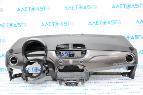 Торпедо передняя панель с AIRBAG Fiat 500 12-15 глянец, графит
