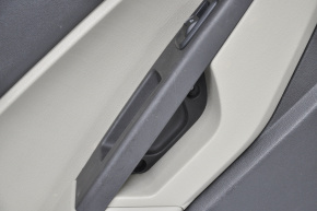 Обшивка двери карточка задняя левая Ford Fiesta 11-19 черн с сер вставкой, царапины, потерта