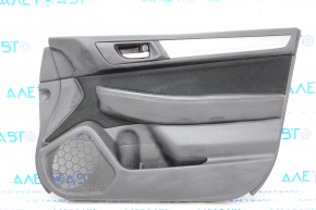 Обшивка дверей картка перед прав Subaru Outback 15-19 чорна шкіра, хром ручка