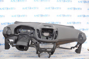 Торпедо передняя панель c AIRBAG Ford Escape MK3 17-19 рест, черн, под больш дисп, слом креп