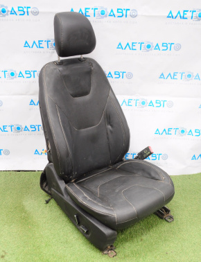 Пасажирське сидіння Ford Fusion mk5 13-16 без airbag, titanium, електро, шкіра чорний, прим'ято