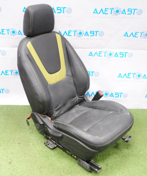 Пассажирское сидение Chevrolet Volt 11-15 без airbag, электро, кожа черная, салатовая вставка