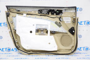 Обшивка двери карточка передняя правая Ford Fusion mk5 13-16 беж, вставка под дерево, под чистку