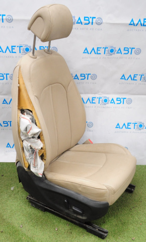 Пасажирське сидіння Hyundai Sonata 15-17 без airbag, електро, шкіра беж, що стрільнуло