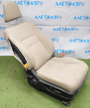 Пасажирське сидіння Honda Accord 13-17 без airbag, електро, шкіра беж стрільнуло під хімчист