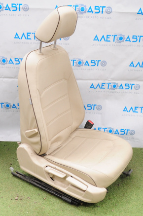 Пасажирське сидіння VW Passat b7 12-15 USA без airbag, механічний, підігрів, шкіра беж з коричним рядком