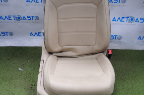Пасажирське сидіння VW Passat b7 12-15 USA без airbag, механічний, підігрів, шкіра беж з коричним рядком
