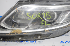 Фара передняя левая голая Kia Sorento 14-15 рест без креп, led drl, разбито стекло, топляк