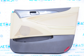 Обшивка дверей картка перед прав Hyundai Sonata 11-15 шкіра беж