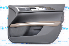 Обшивка дверей картка передня права Lincoln MKZ 13-16 черн з корич підлокітником