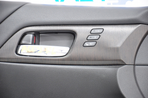 Обшивка дверей картка перед левом Honda Accord 13-17 шкіра чорна, з пам'яттю сидінь, накладка під дерево