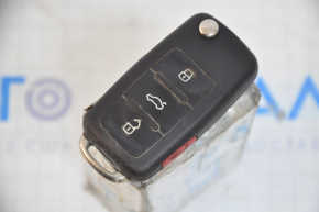 Ключ VW Tiguan 12-17 4 кнопки, раскладной, затерт