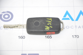 Ключ VW Tiguan 12-17 4 кнопки, раскладной, затерт, нет эмблемы