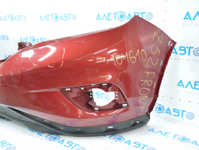 Бампер передній голий Nissan Murano z52 15-18 дорест червоний відірвана права частина, надломи кріплень, надриви, запиляний, прим'ятий
