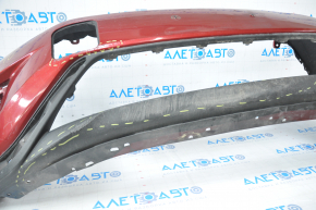 Бампер передній голий Nissan Murano z52 15-18 дорест червоний відірвана права частина, надломи кріплень, надриви, запиляний, прим'ятий