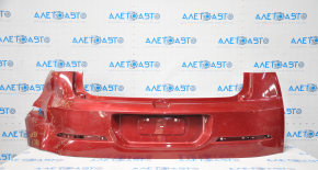 Бампер задній голий Chevrolet Volt 11-15 червоний зам'ятий і порваний зліва, надриви кріплень, відірвані кріплення праворуч