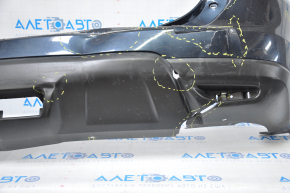 Бампер задний голый Nissan Rogue 14-16 синий замят, надорван, сломаны крепления