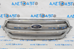 Решітка радіатора grill Ford Escape MK3 17-19 рест сіра з хромом з емблемою