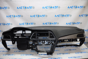Торпедо передня панель з AIRBAG Hyundai Sonata 15-17 сірі накладки, іржавий піропатрон