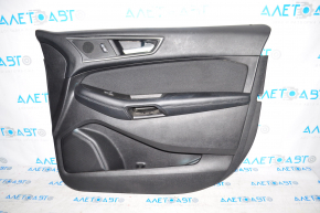 Обшивка двери карточка передняя правая Ford Edge 15-18 черн, кож, дефект креп