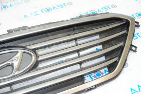 Грати радіатора grill Hyundai Sonata 15-17 SE з емблемою, тички на хромі