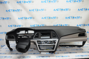 Торпедо передняя панель с AIRBAG Hyundai Sonata 15-17 серые накладки