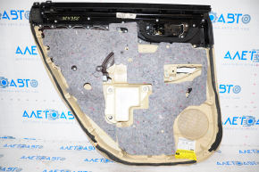 Обшивка двери карточка задняя правая Toyota Highlander 14-16, беж, со шторкой, дефект кожи