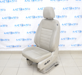 Водійське сидіння Ford C-max MK2 13-18 з airbag, електро, бежева шкіра потріскалася шкіра сидіння