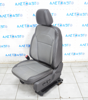 Водительское сидение Ford Escape MK3 13-19 с airbag, электро, кожа + тряпка, черн-серое, под химч