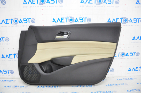 Обшивка двери карточка передняя правая Acura ILX 13-15 кожа черн + беж