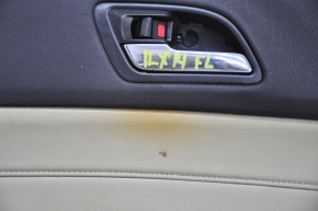 Обшивка двери карточка передняя левая Acura ILX 13-15 кожа черн + беж, надрыв, под химч